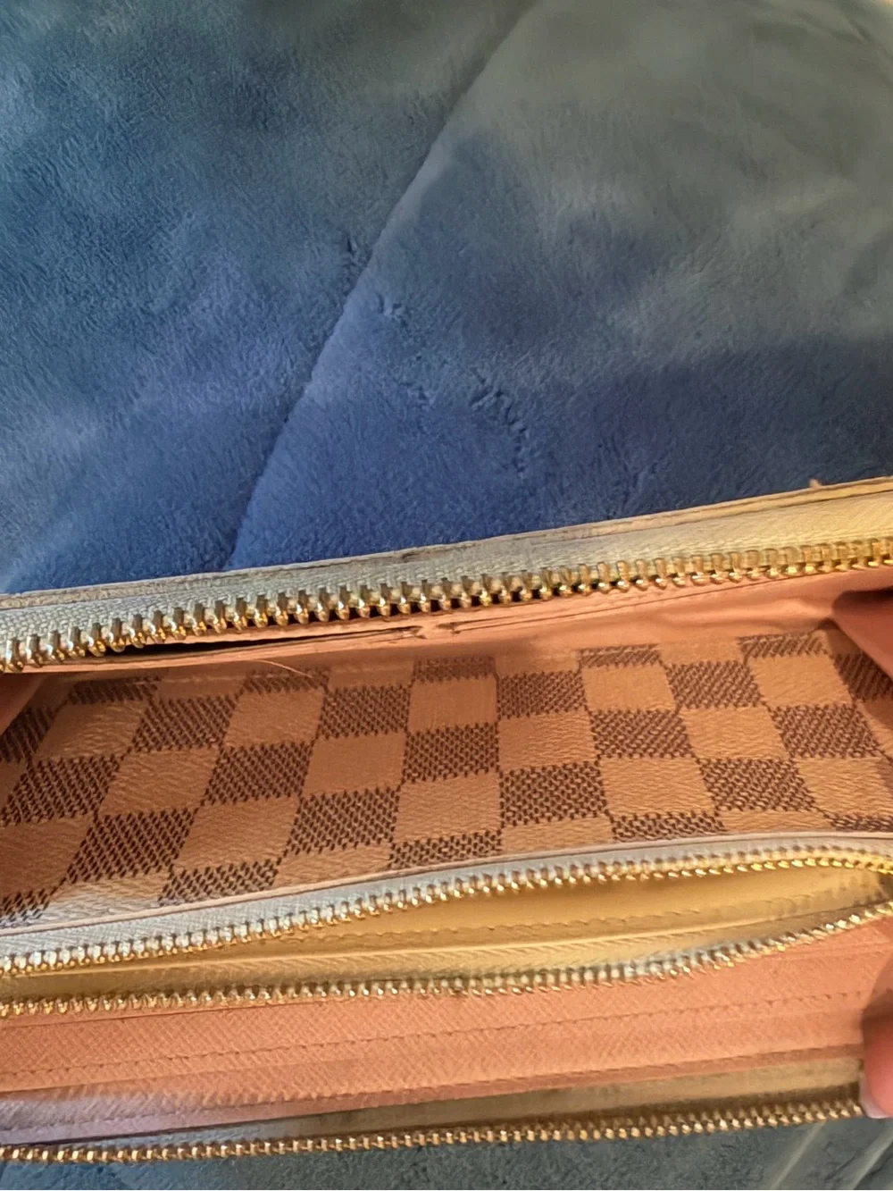 Authentic Louis Vuitton Damier Azur Zippy Wallet Rose Ballerine